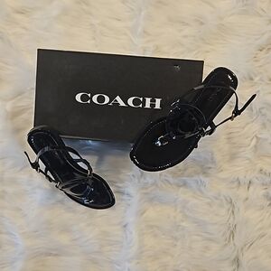 Coach Black Patent Leather Sandals